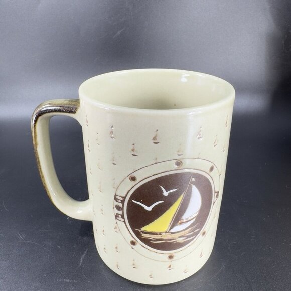 Otagiri Sailboat Nautical Theme Coffee Mug Cup Stoneware Sea Ship Mug Cup VTG - Picture 12 of 12